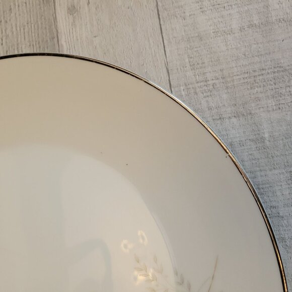 Vintage Mikasa Bon Air Round Platter Silver Rim Floral Design 12 Inches - Picture 2 of 5